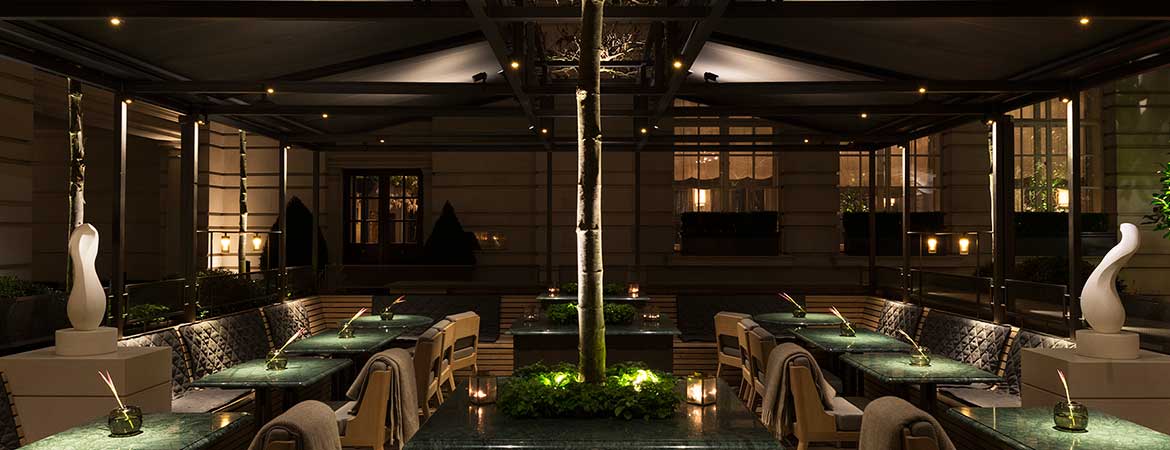 fiber optic lighting in the rosewood hotel terrace, london