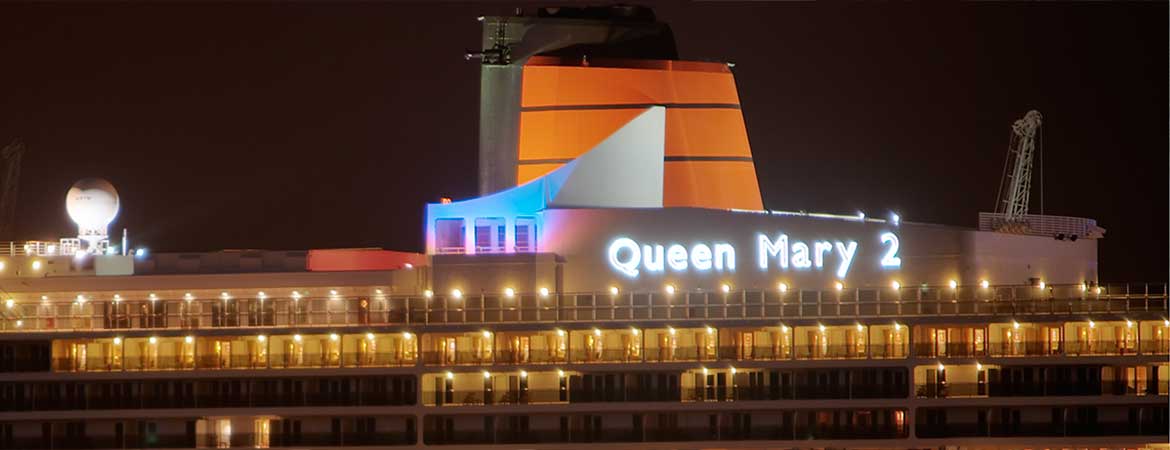 fiber optic lighting on the rms queen mary 2