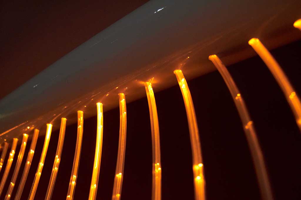 fiber optic sensory wall cascade with built-in led illuminator
